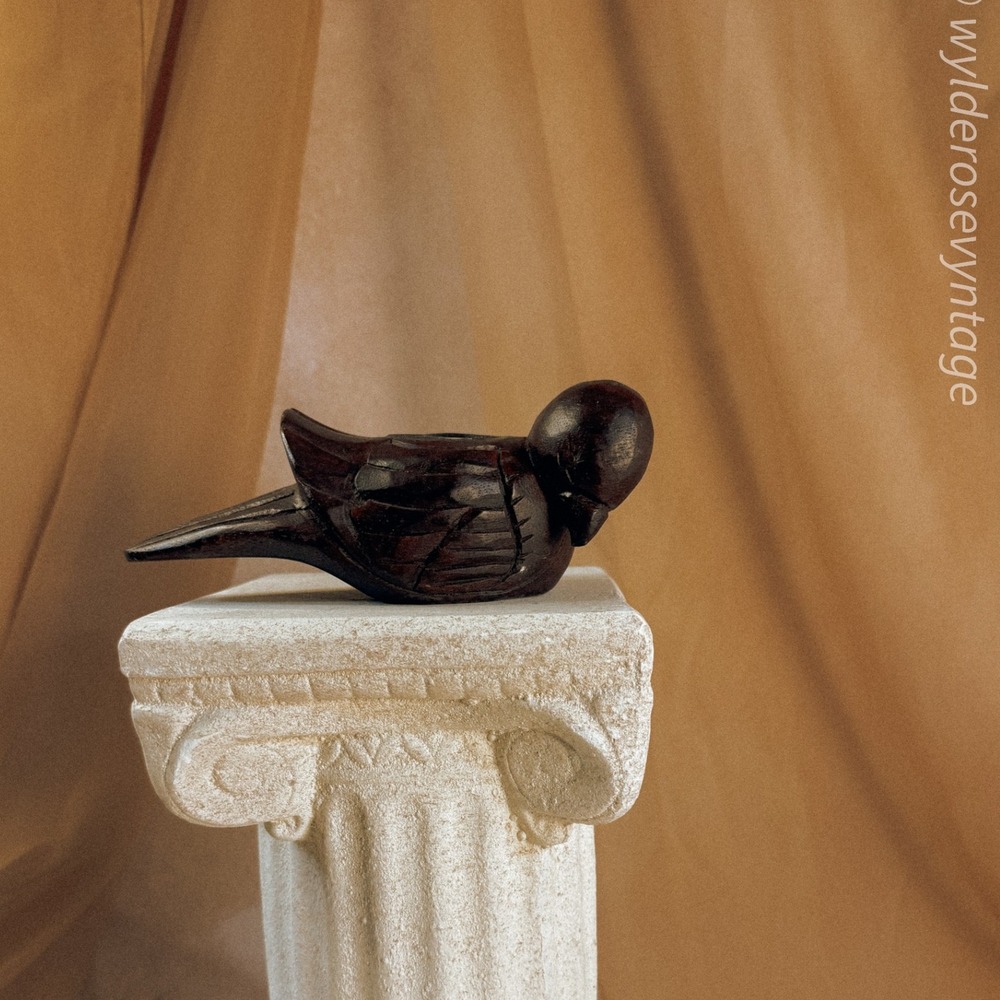 Wood Carved Bird Tea Light Holder